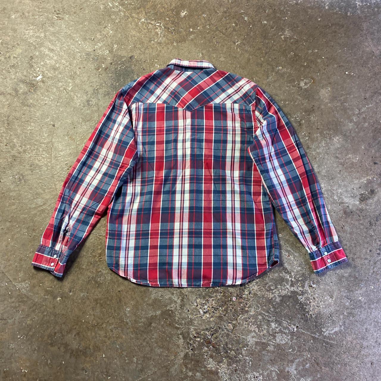 Red & Navy Plaid Levi’s Long Sleeve Shirt - XL