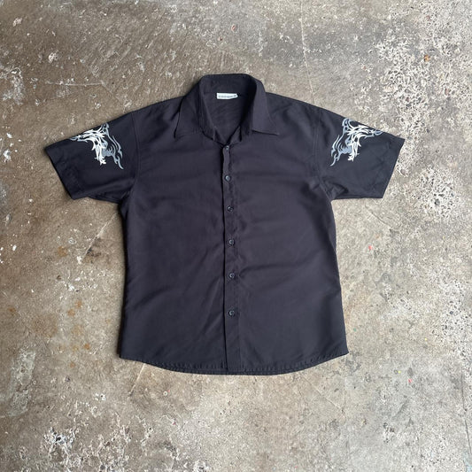 Black Y2K Style Graphic Pattern Short Sleeve Shirt