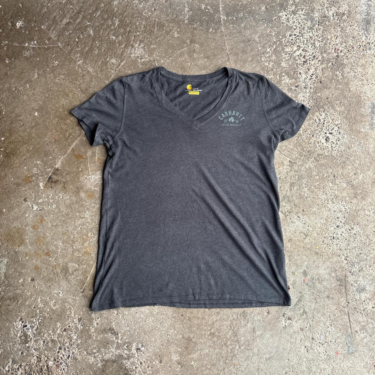 Grey Women's Carhartt V Neck T-Shirt - L (women's)