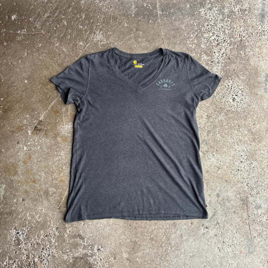 Grey Women's Carhartt V Neck T-Shirt - L (women's)