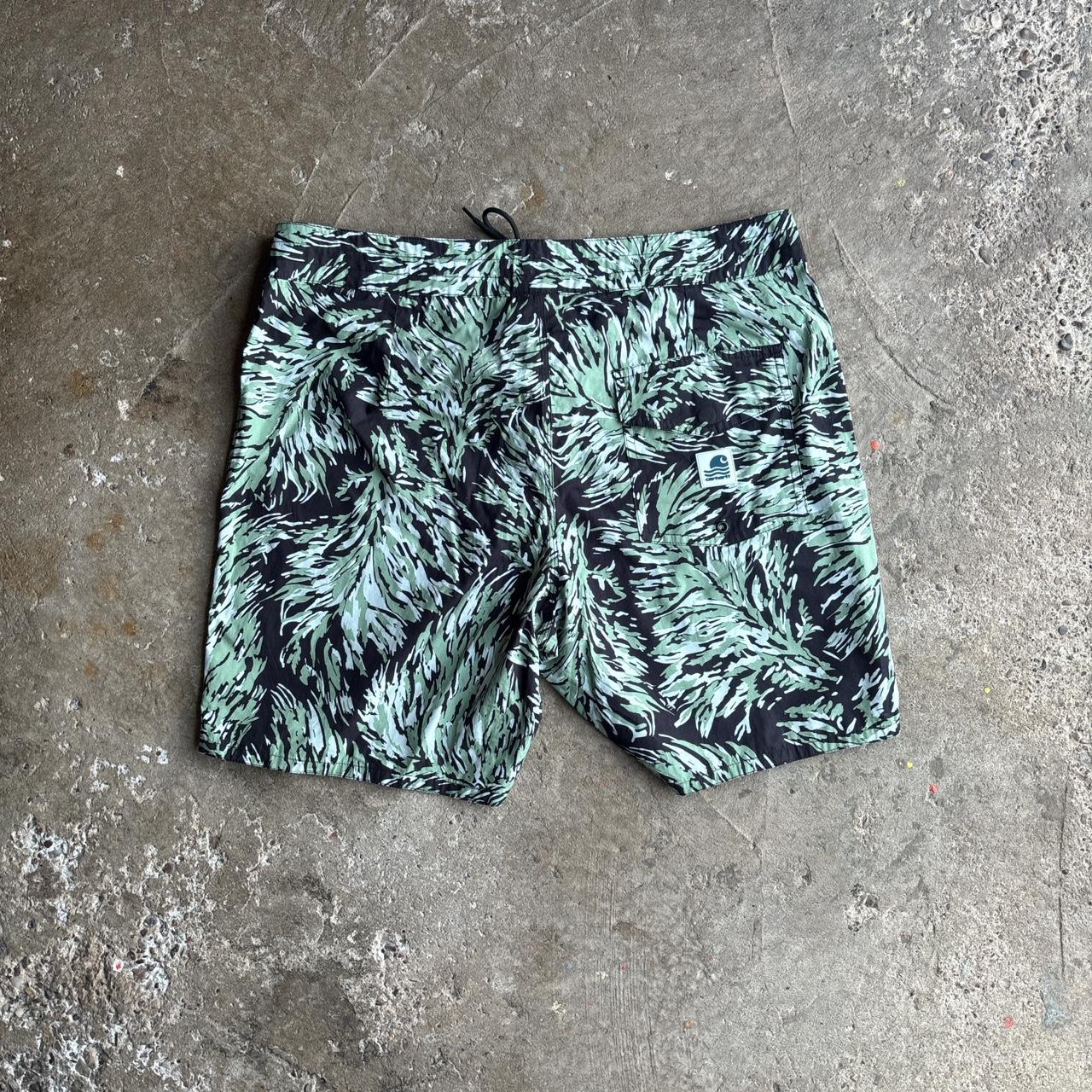 Green & Black Flower Print Carhartt Swim Shorts
