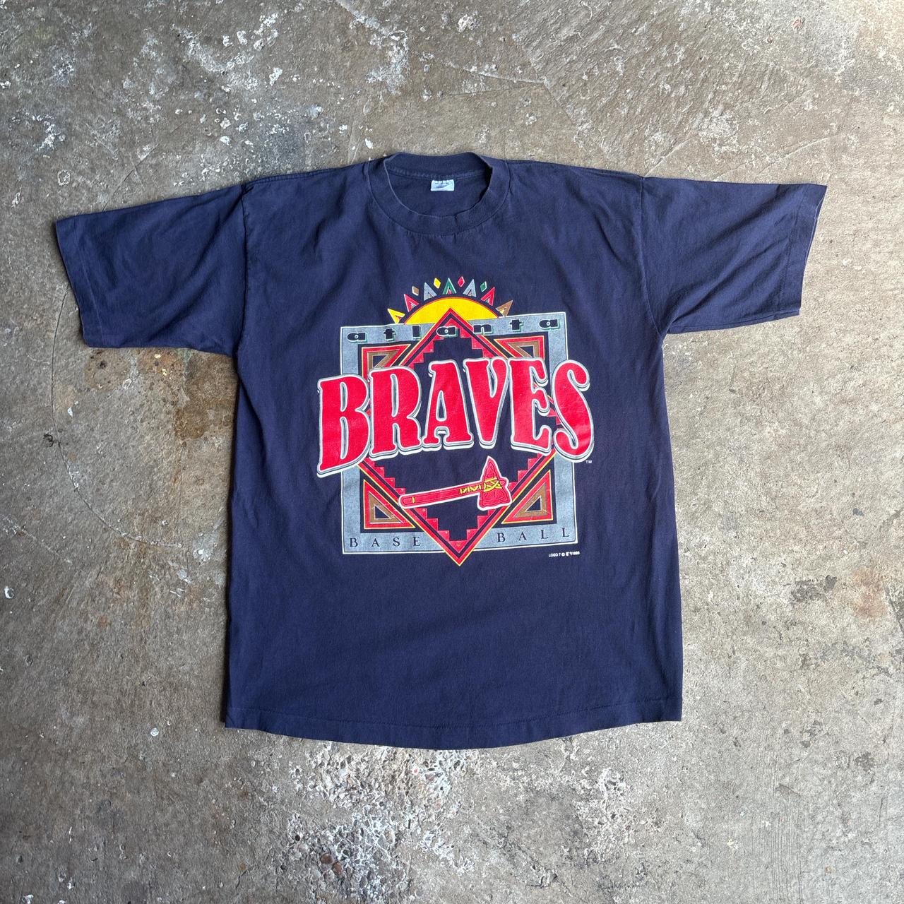 Vintage Navy Atlanta Braves 1991 Western Champions T-Shirt
