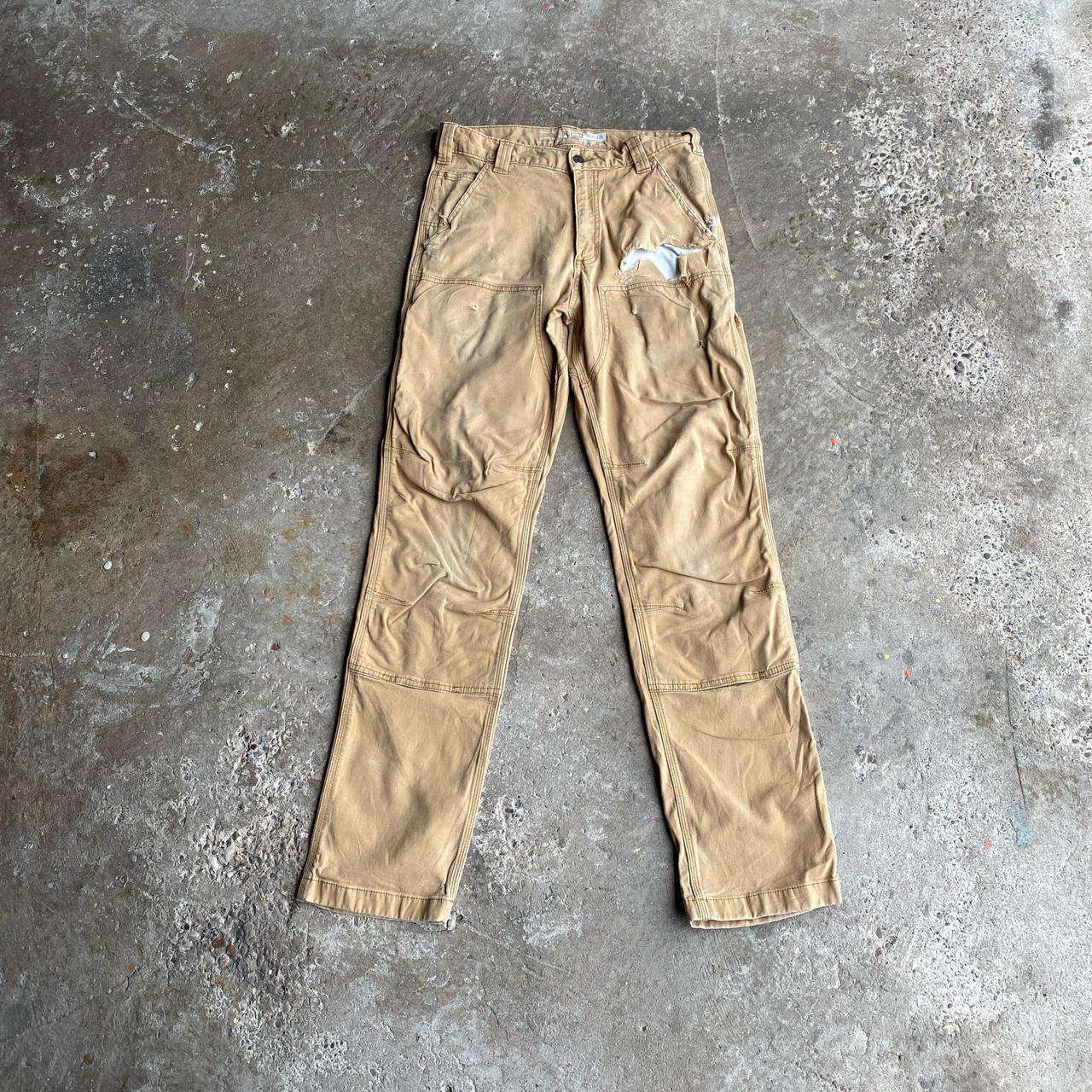Tan Carhartt Distressed Carpenter Pants - W30