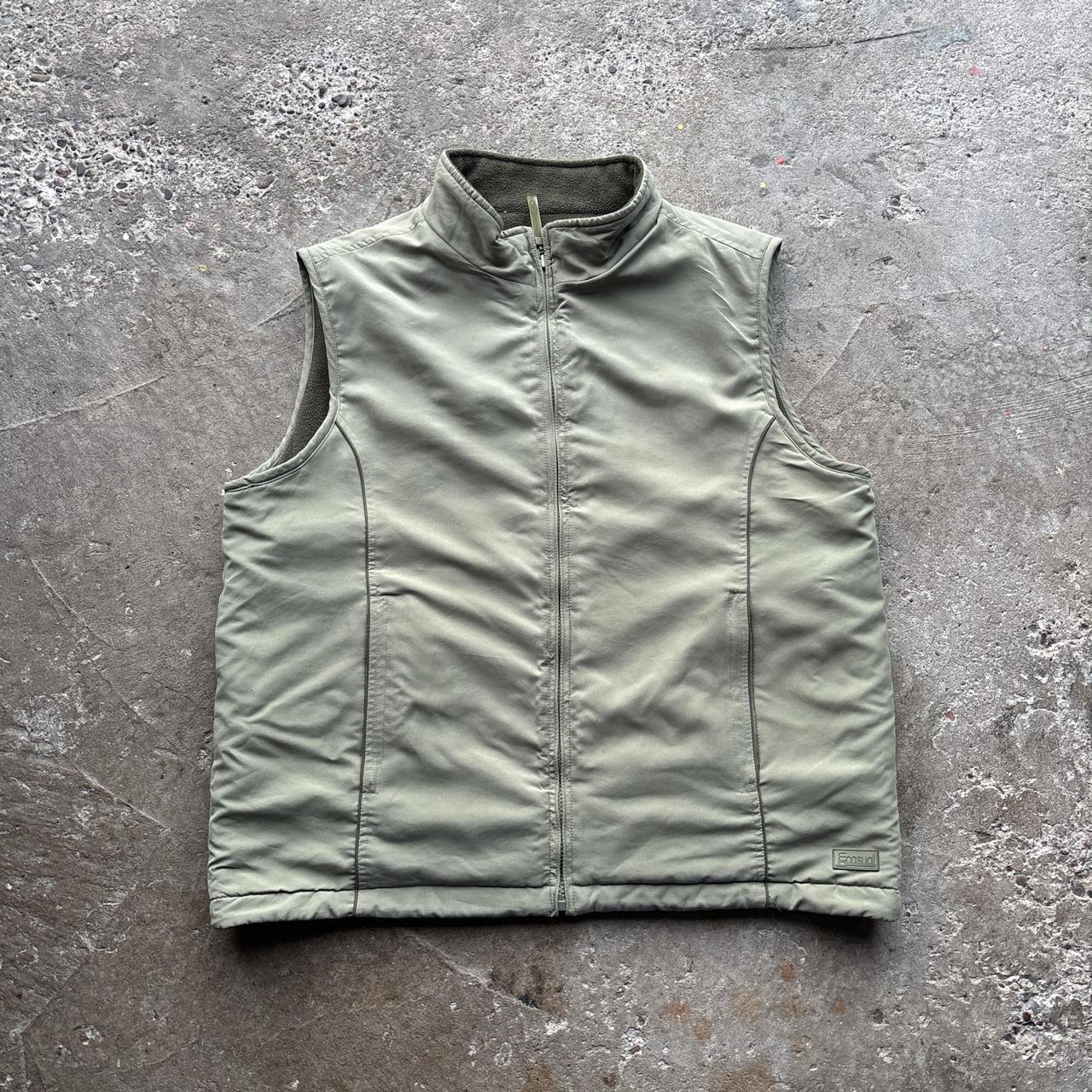 Green and brown fleece reversible gilet - L