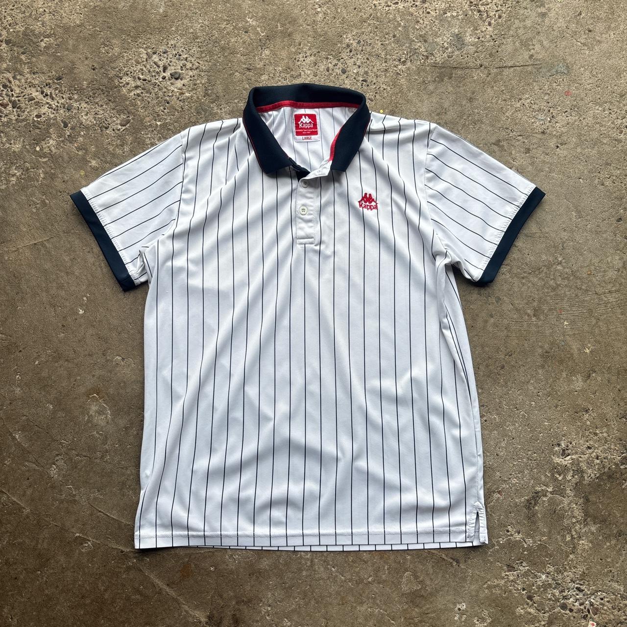 White striped Kappa activewear polo shirt