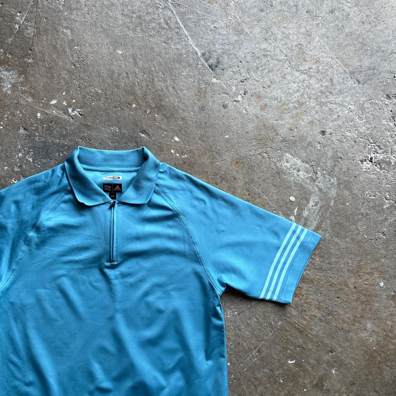 Blue Adidas Zip Golf Polo