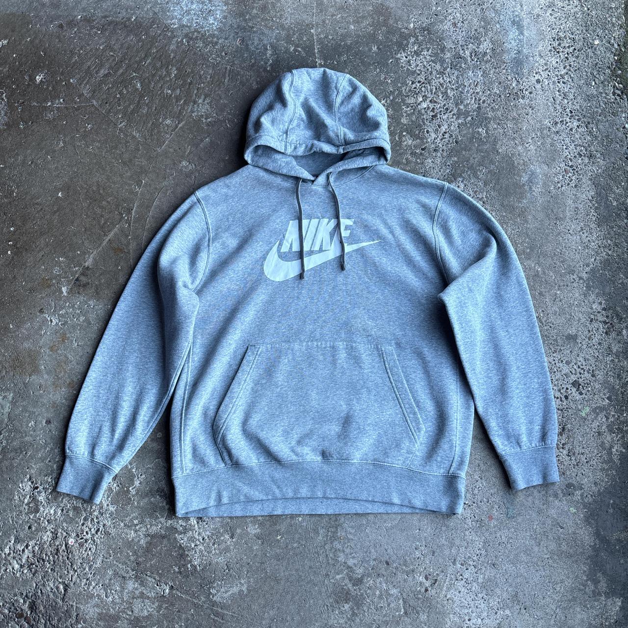 Grey Nike Logo Print Hoodie - XL