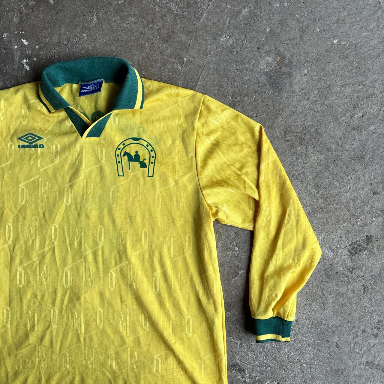 Vintage Yellow Umbro Custom Print Long-Sleeve Football Shirt