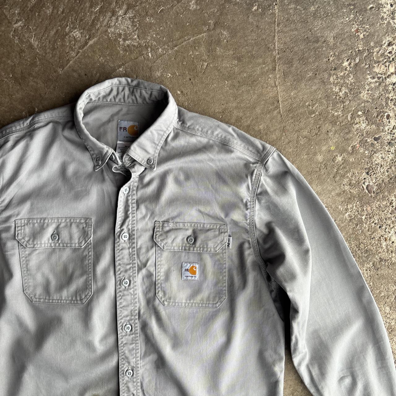 Grey Carhartt FR Long-Sleeve Button Up Workwear Shirt - L