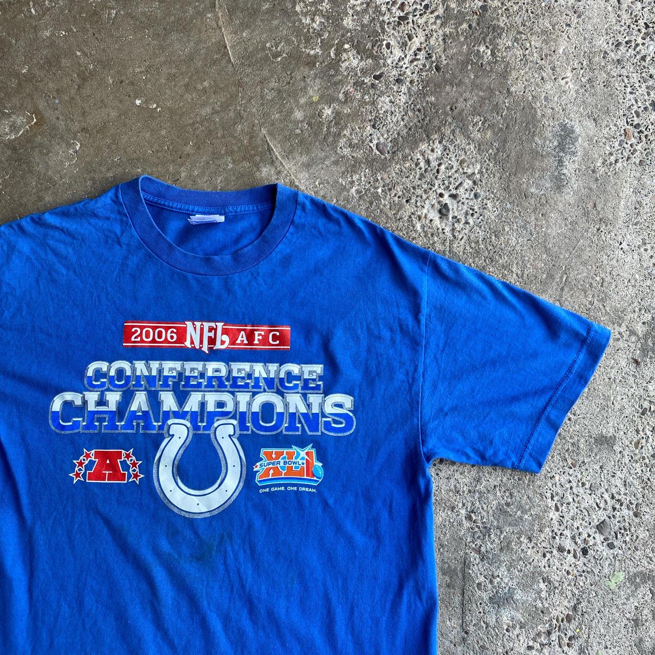 Vintage 2006 Indianapolis Colts NFL Conference Champions Blue Graphic T-Shirt