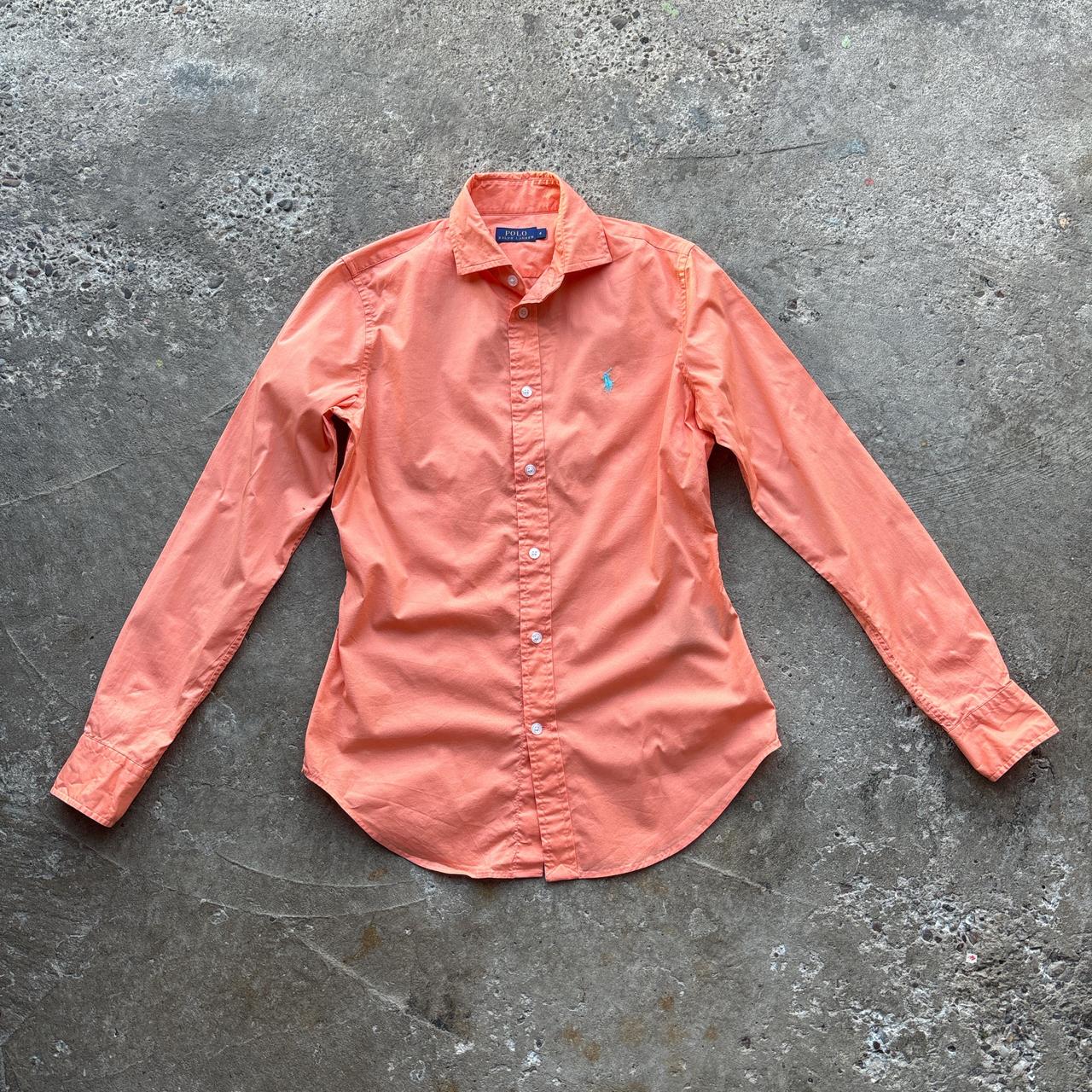 Peach Polo Ralph Lauren shirt with blue pony