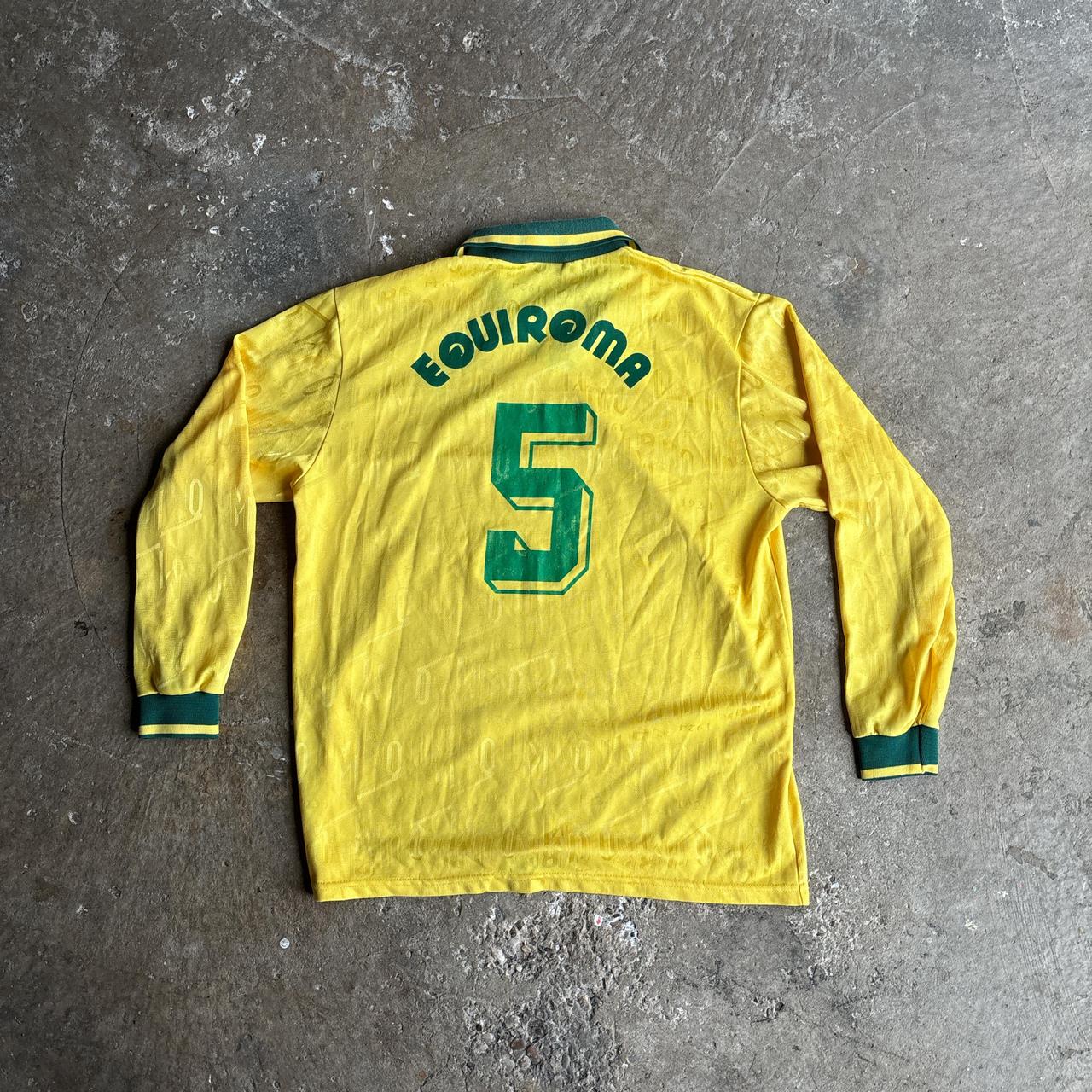 Vintage Yellow Umbro Custom Print Long-Sleeve Football Shirt