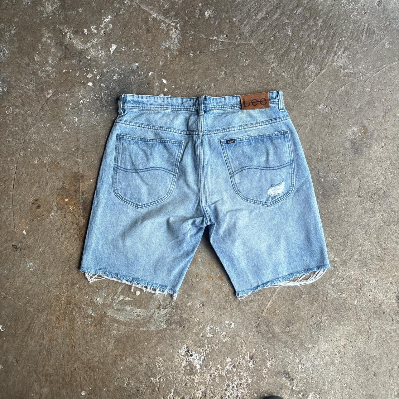 Blue Denim Lee Ripped Jean Shorts