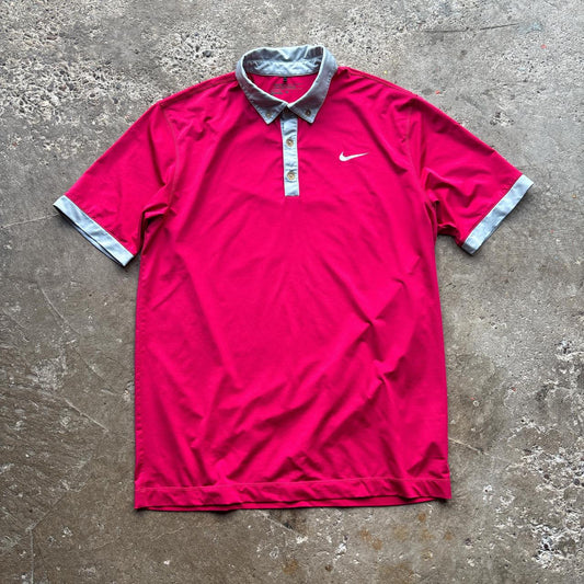 Pink and grey Nike Golf polo shirt - M