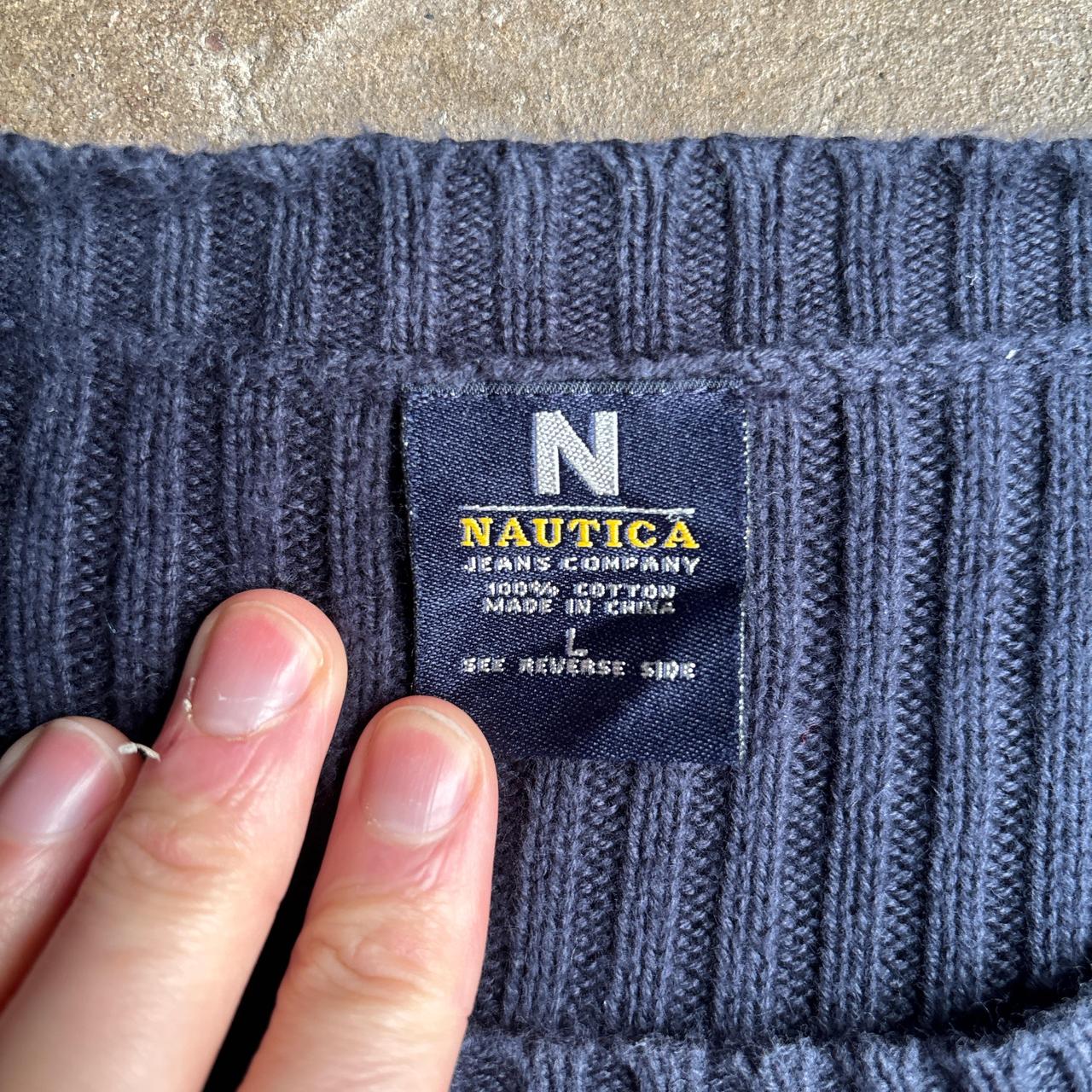 Navy Nautica Red Stripe Knitted Sweater- L