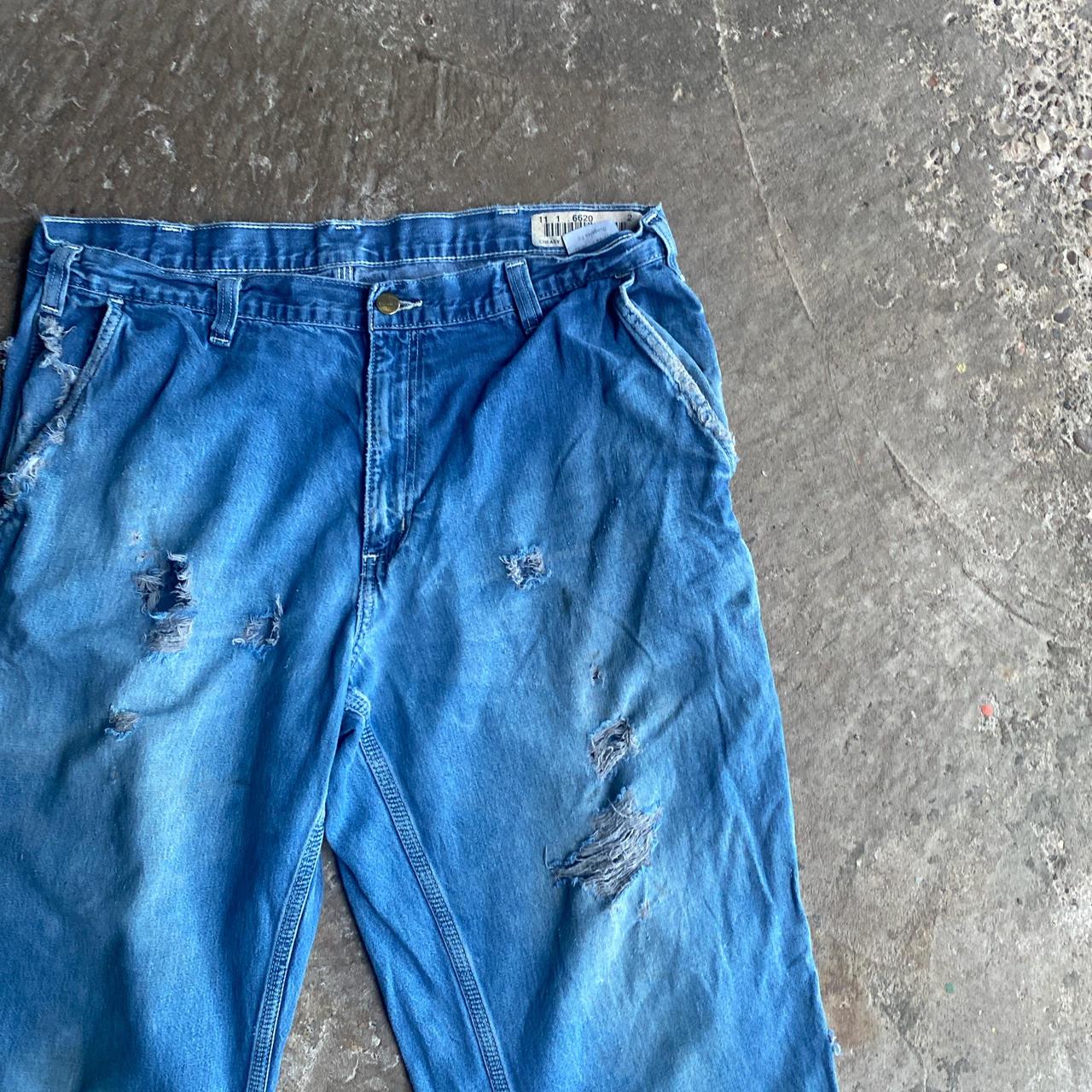 Blue Carhartt Distressed Denim Carpenter Jeans - W36
