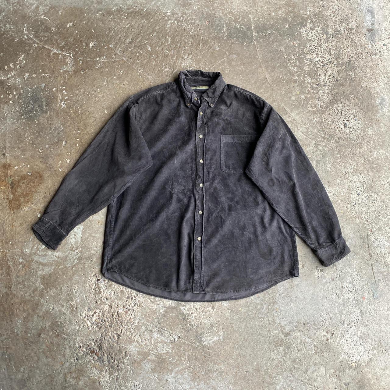 Dark Grey Corduroy Button Up Long Sleeve Shirt - XL