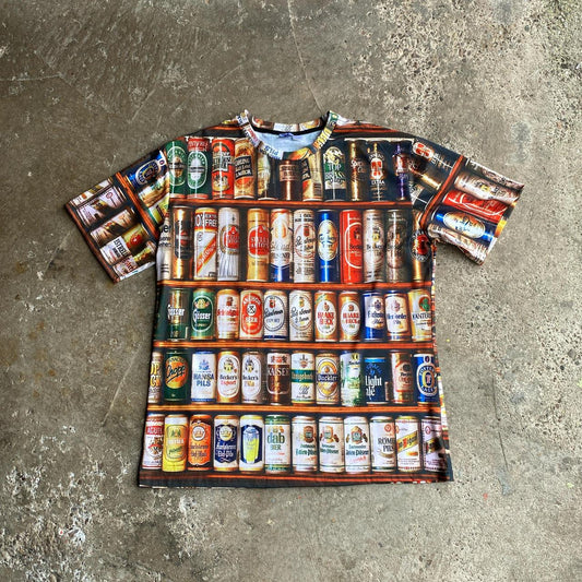Beer Can Print T-Shirt