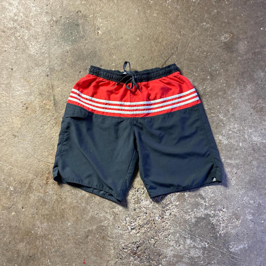 Black & Red Adidas Swim Shorts - L