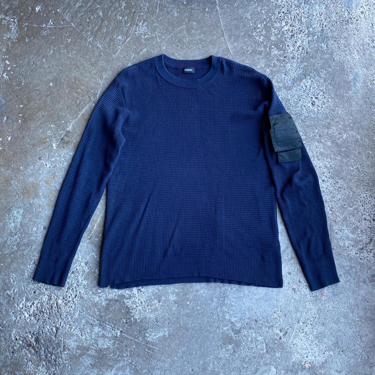 Navy Diesel Cotton Textured Jumper - L