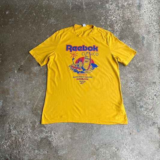 Yellow Vintage Reebok Graphic T-Shirt - M