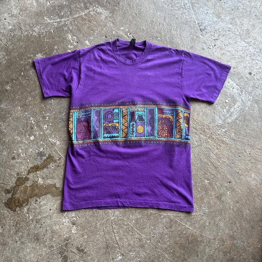 Purple Single Stitch Graphic T-Shirt