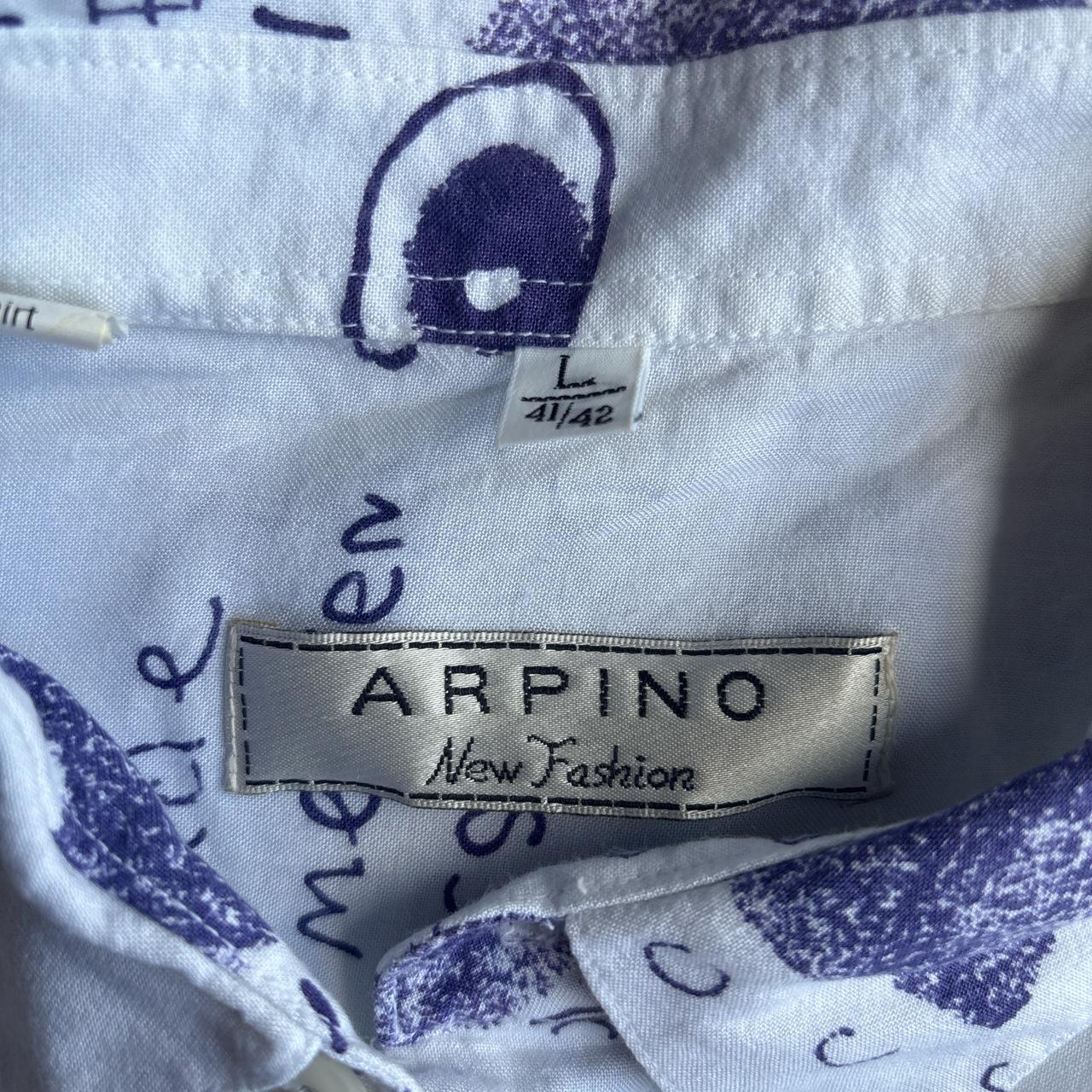 White & Purple Graphic Short Sleeve Shirt