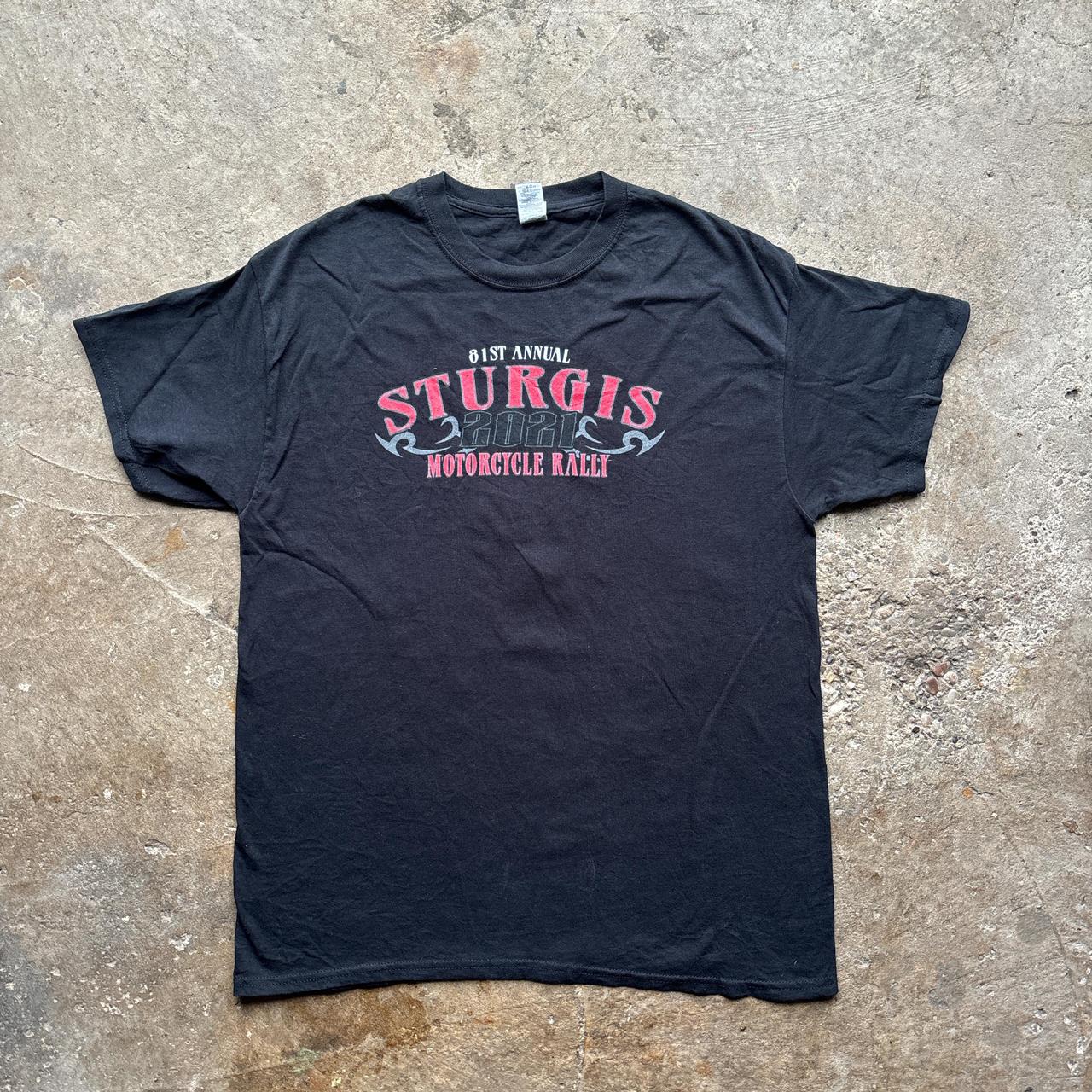 Black graphic tee with ‘Sturgis Motorcycle Rally’ print