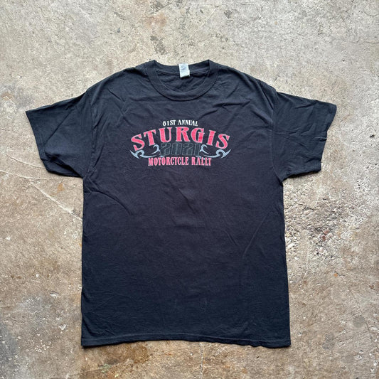 Black graphic tee with ‘Sturgis Motorcycle Rally’ print