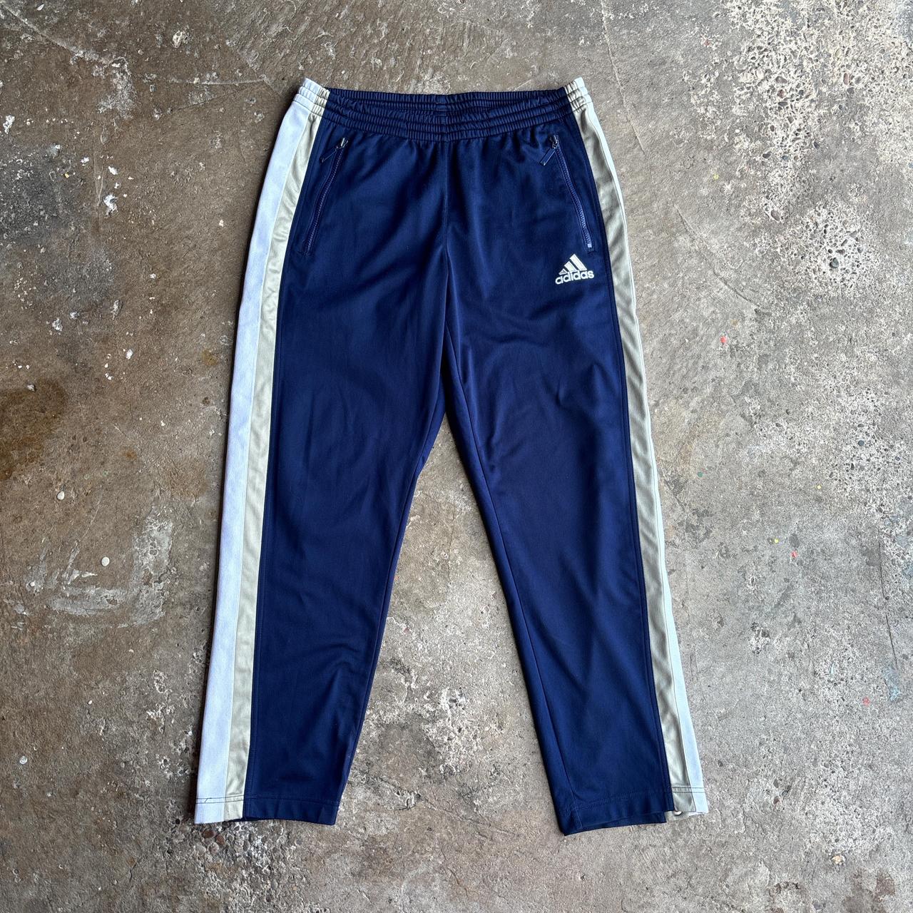 Navy Adidas Tracksuit Bottoms w/Poppers