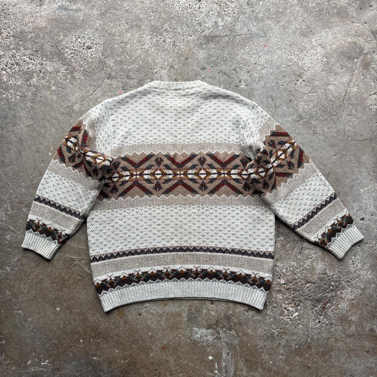 Cream and brown vintage wool sweater