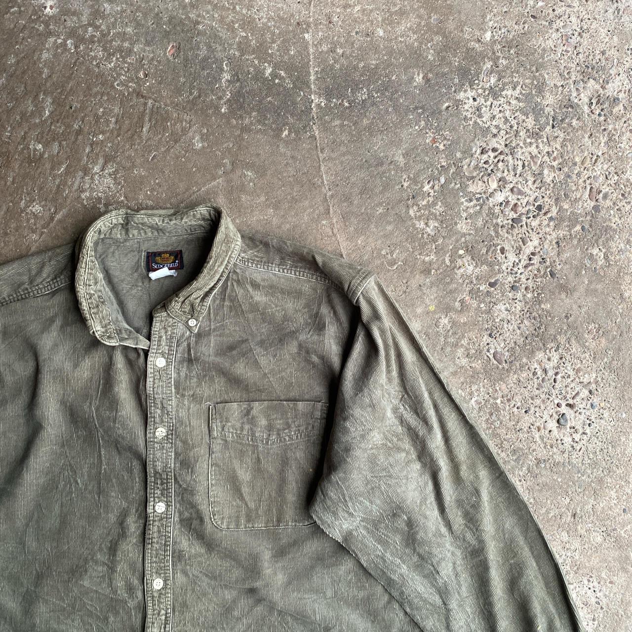Olive Green Corduroy Button Up Shirt - 2XL
