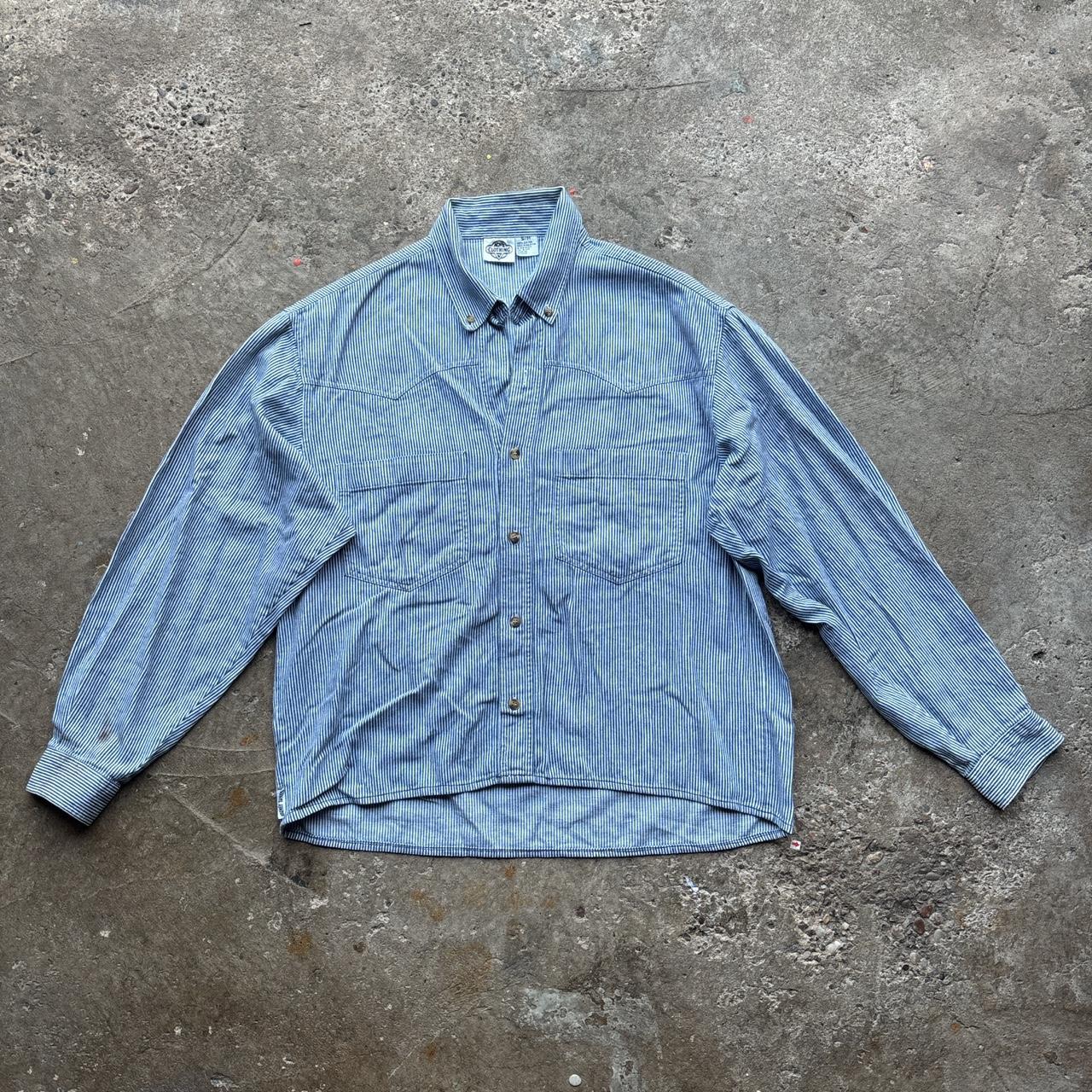 Acme Clothing blue and white striped looney tunes shirt with embroidered design at the