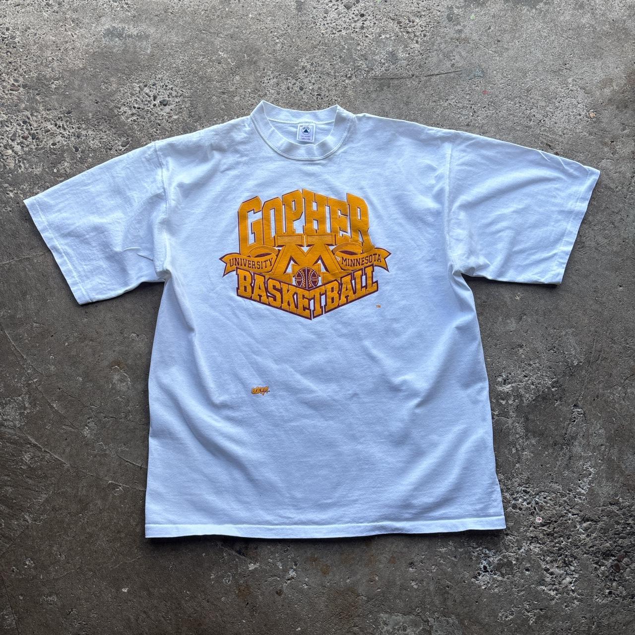 White Gopher Basketball single stitch t-shirt - XL