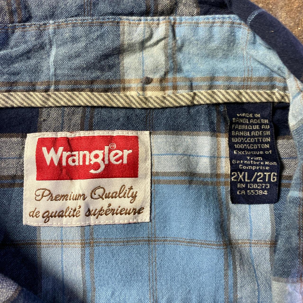 Blue & Navy Wrangler Plaid Short Sleeve Shirt - 2XL