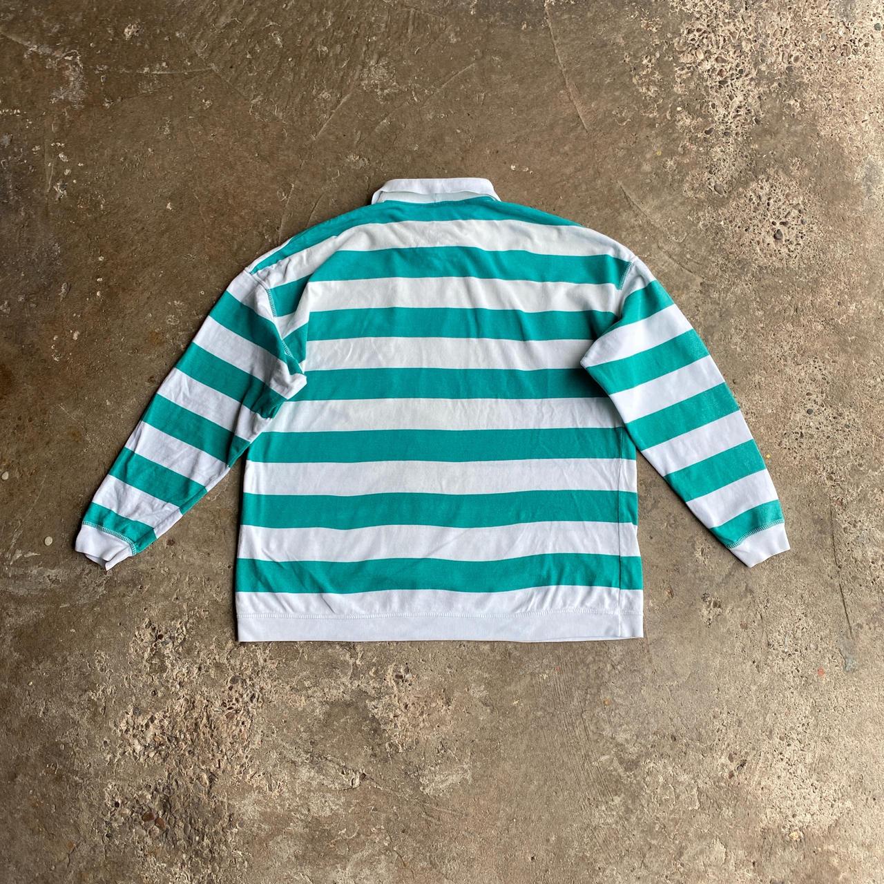 Teal & White St Michael Striped Pocket Polo Shirt - Size 10-12 (women’s)