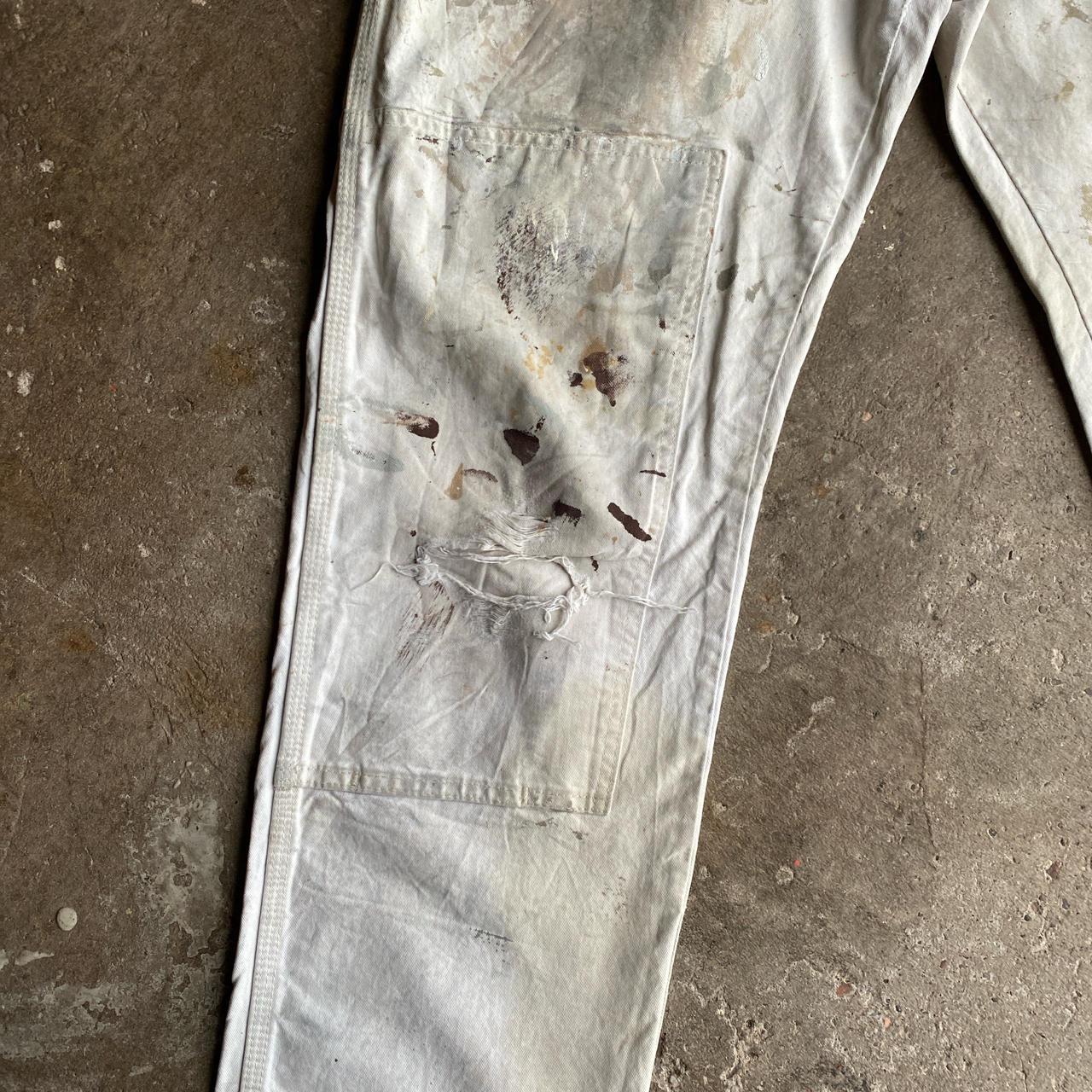 White Distressed Dickies Double Knee Carpenter Pants - W36