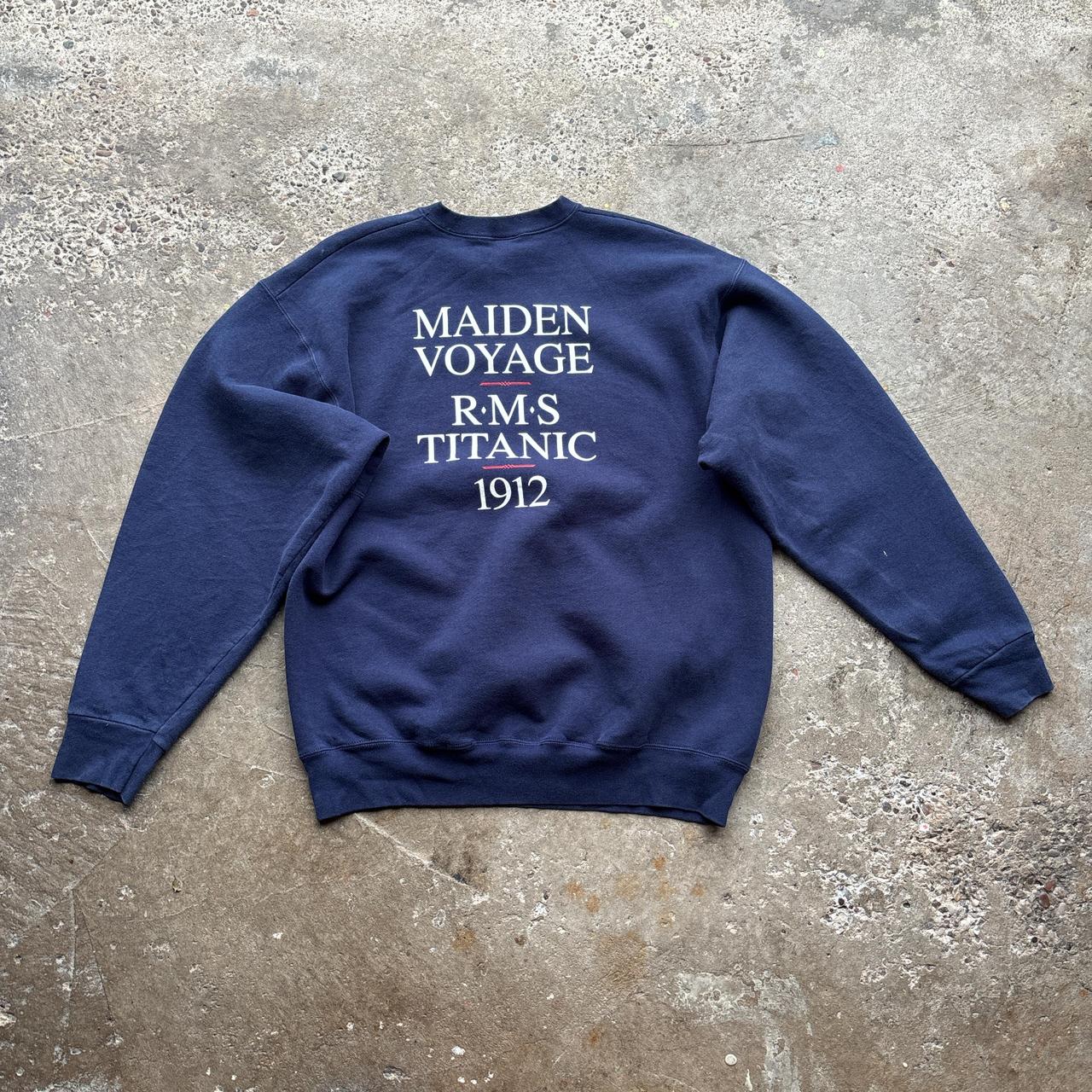 90s Navy ‘Titanic First Class’ crew neck sweatshirt  - XL