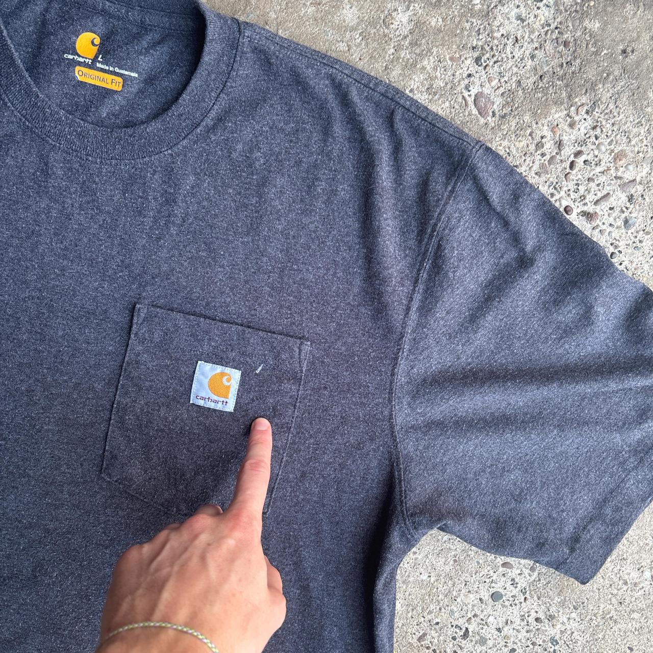 Textured Grey Single Pocket Carhartt T-Shirt - L