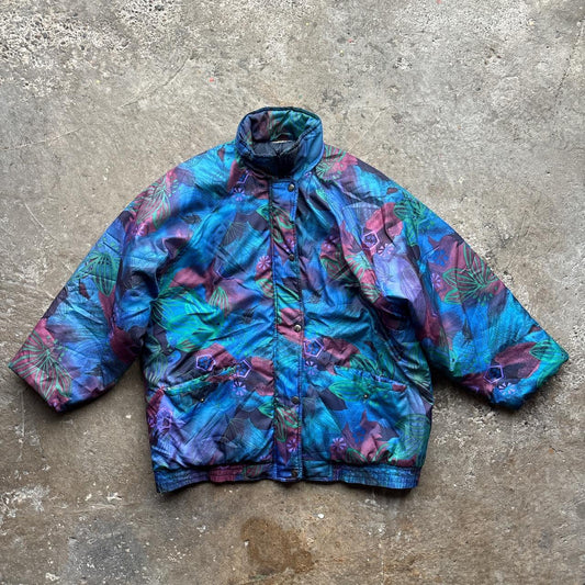80s floral puffer jacket