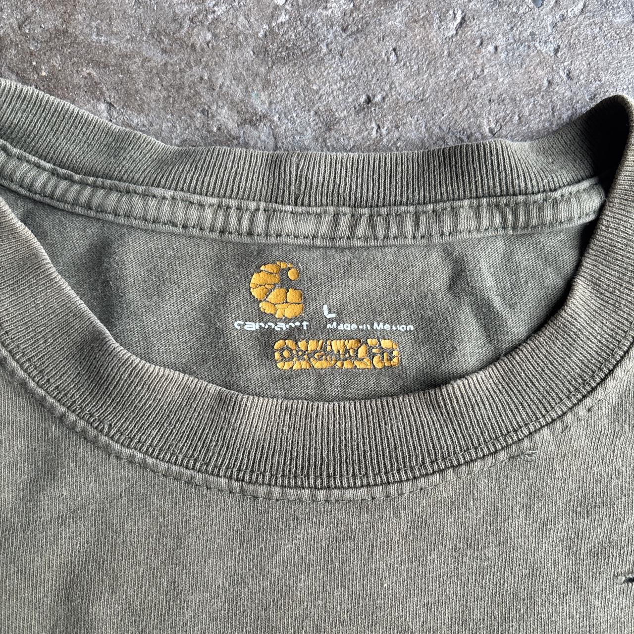 Distressed Khaki Carhartt Long-Sleeve Pocket T-Shirt