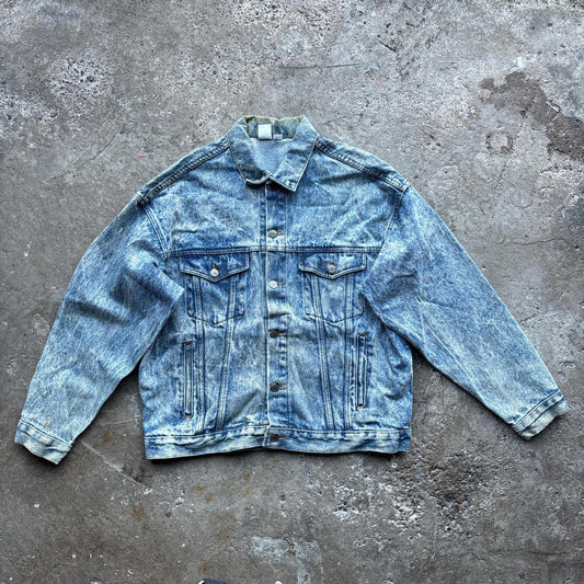 Stone wash denim jacket with Energizer Bunny embroidered design