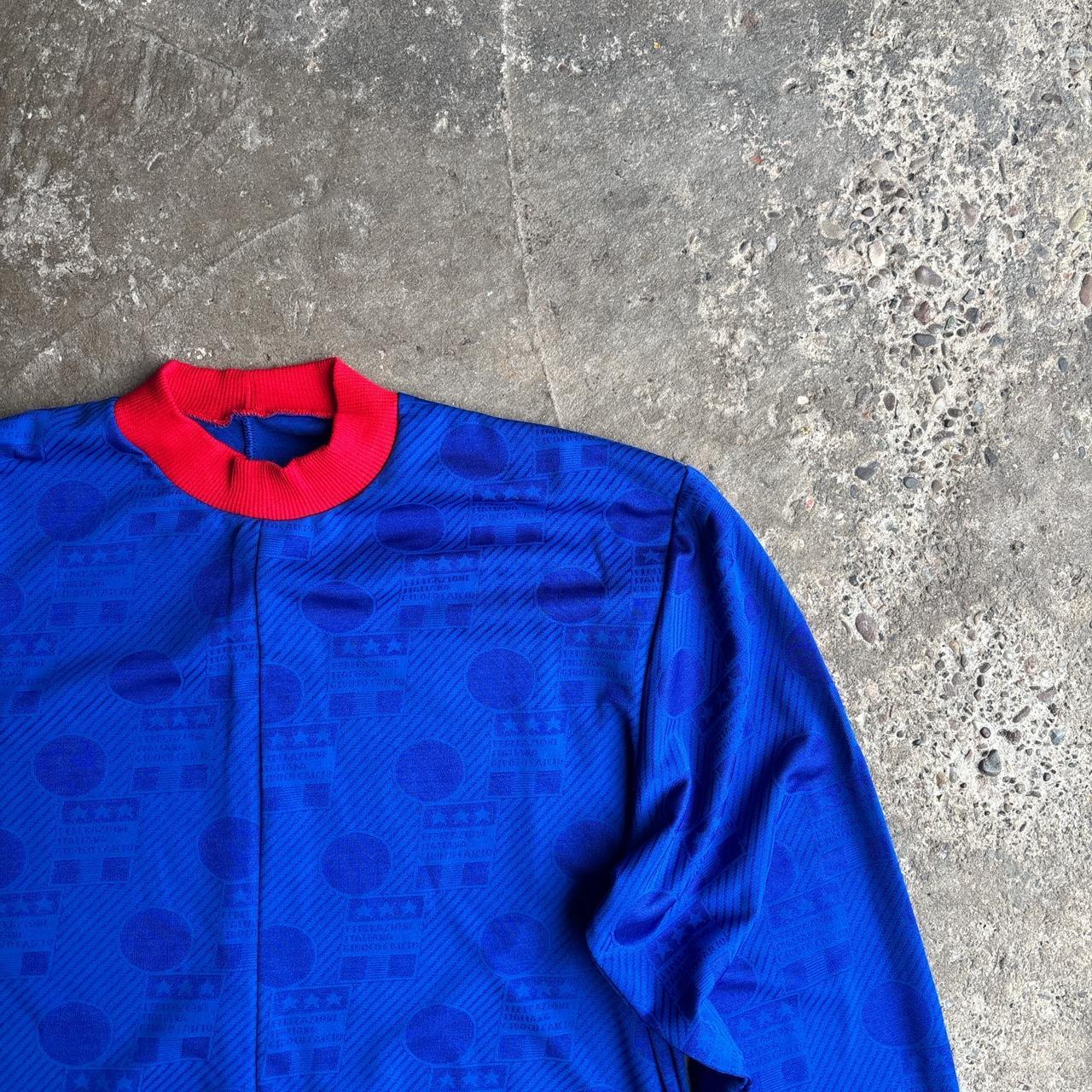 Vintage Blue Long-Sleeve Italian World Cup Promotional Football Shirt