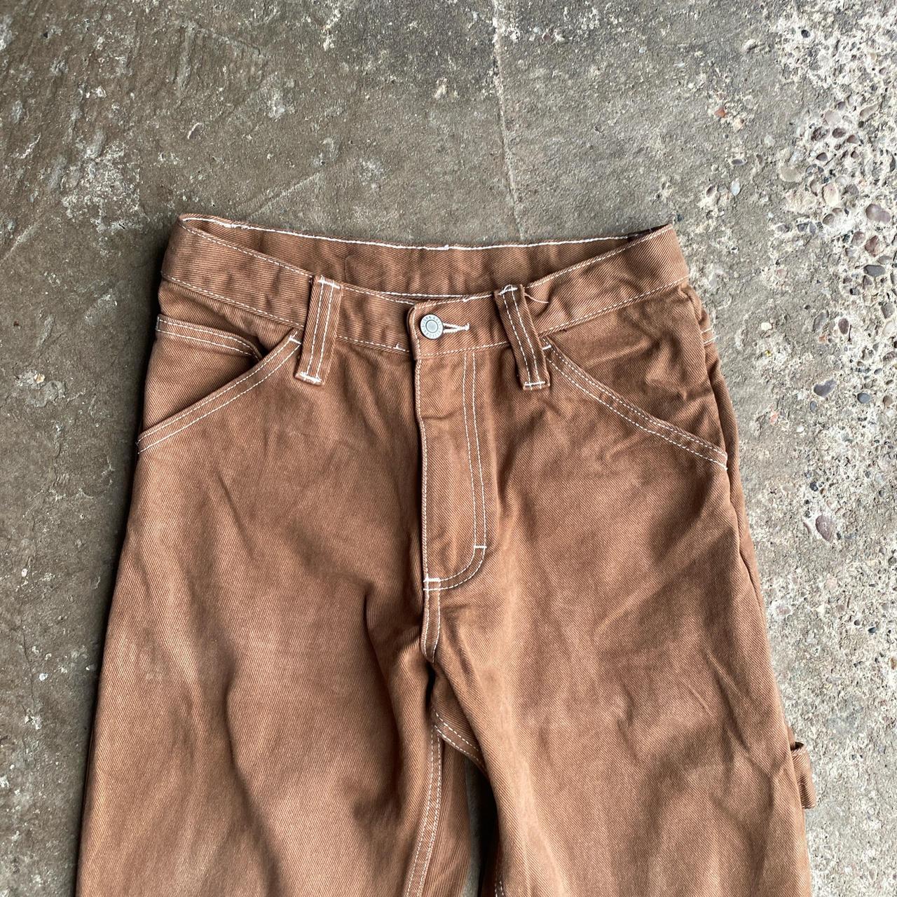 Brown Carpenter Trousers w/ Contrast Stitching - W26