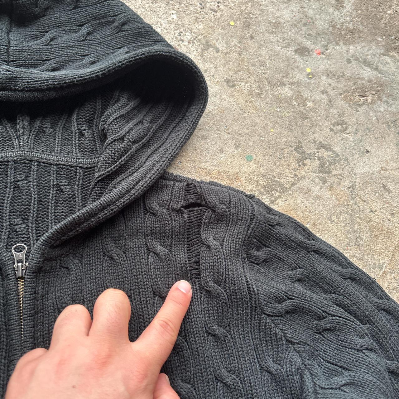 Black Ralph Lauren cable knit zip-up hoody - L