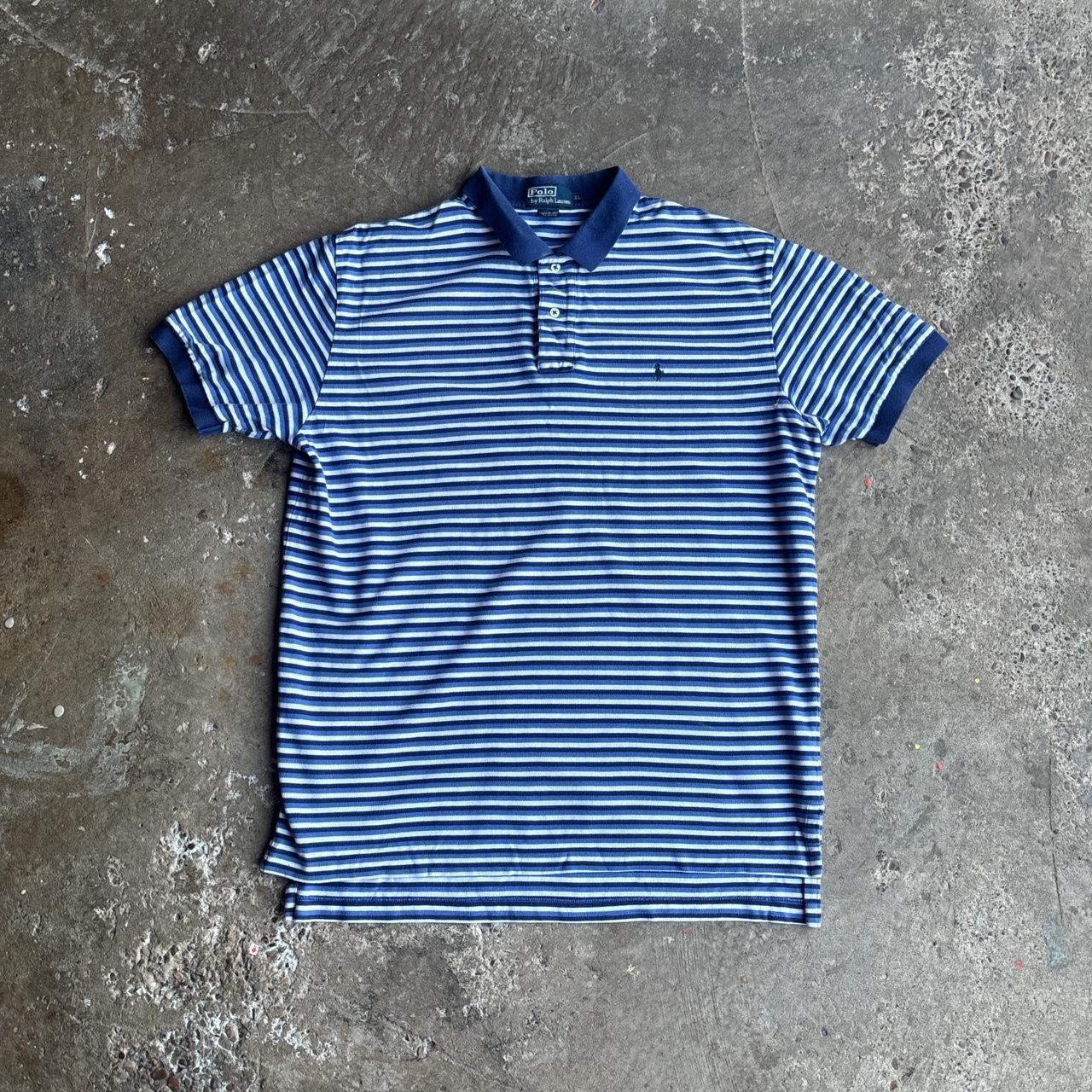Navy & White Striped Ralph Lauren Polo Shirt