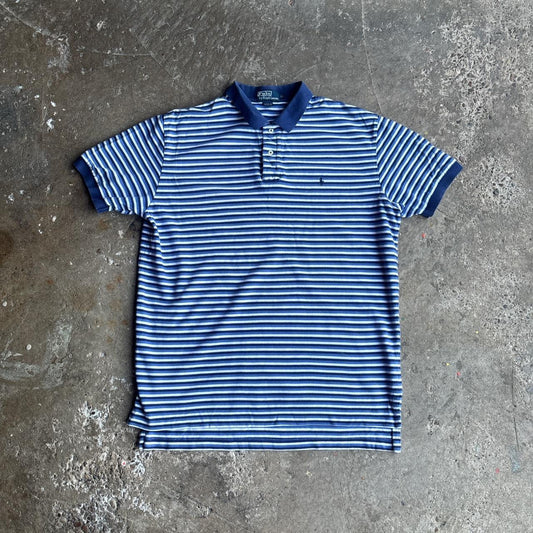 Navy & White Striped Ralph Lauren Polo Shirt