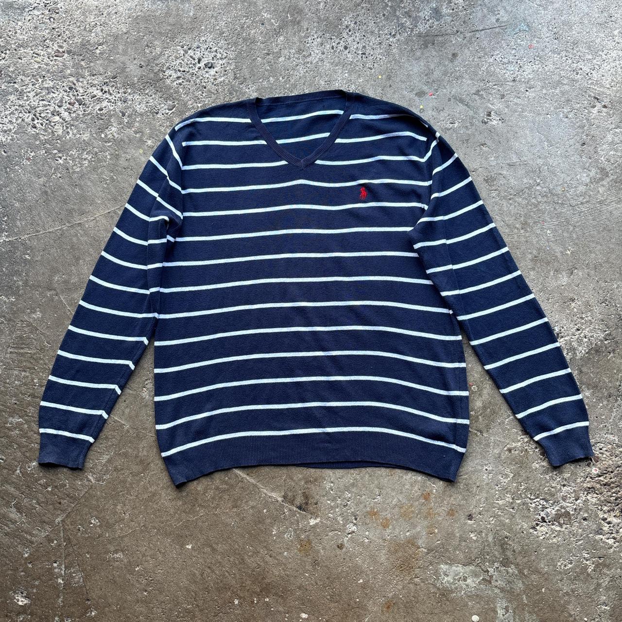Navy and white striped Polo Ralph Lauren knitted sweatshirt