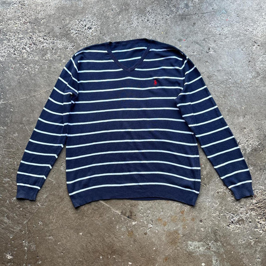Navy and white striped Polo Ralph Lauren knitted sweatshirt