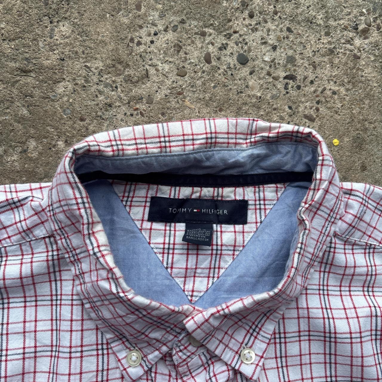 Red and white Chequered Tommy Hilfiger shirt - XL